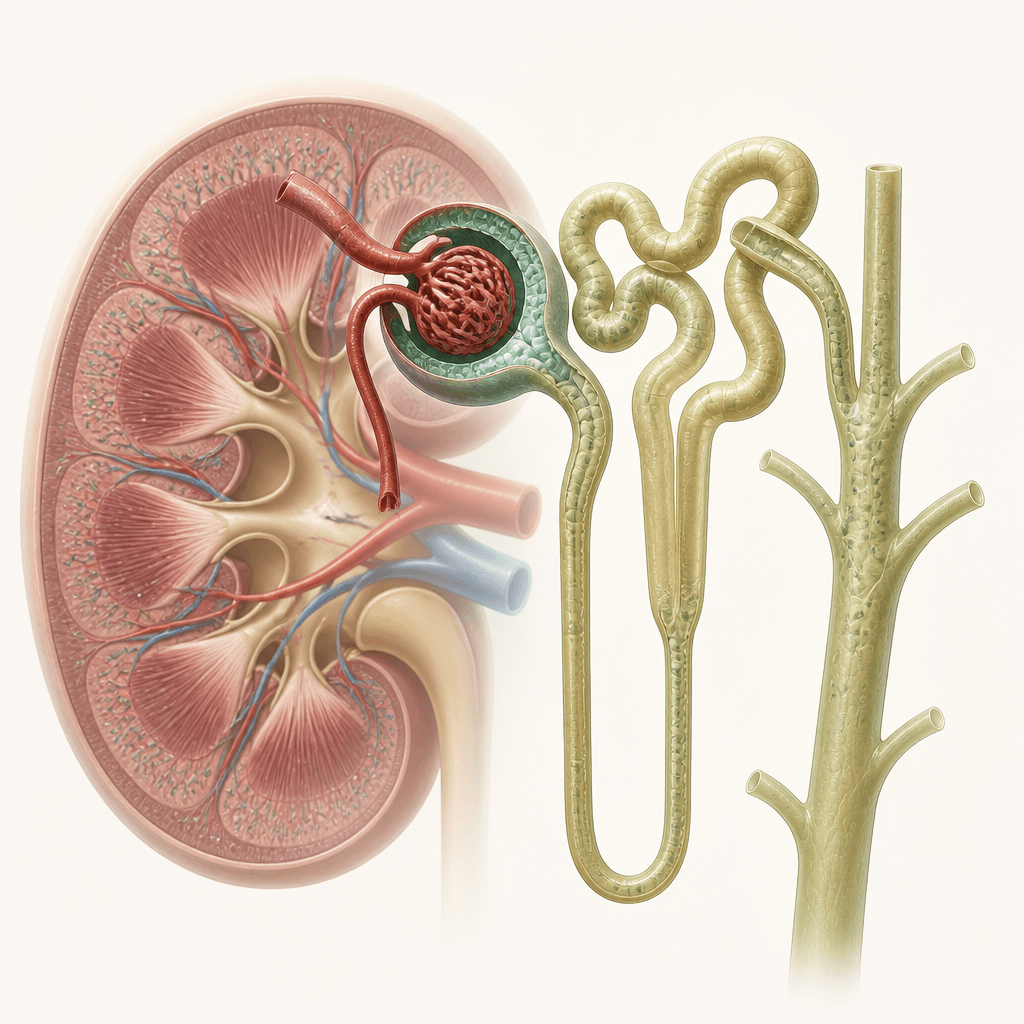 The nephron — Filtration from glomerulus to collecting duct